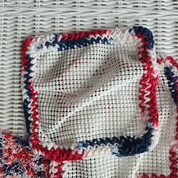 New Handmade Patriotic Crochet Jar Pad Grips & Dishcloth - Americana Home Decor - Picture 3 of 10